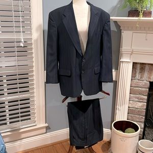 Bill blass navy stripe suit coat and pants